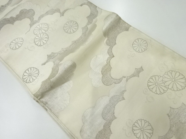 アンティーク　雲取りに菊唐草模様織り出し袋帯（材料）